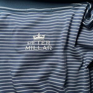 Peter Millar Men's Sz M Summer Comfort Golf Polo Embroidered Logo Navy And White